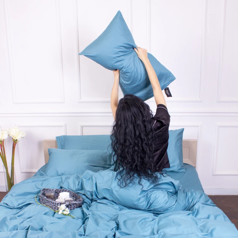 Простынь на резинке Сатин "0845 Blue Wave" высота 25 см (детские 10 см) - 11