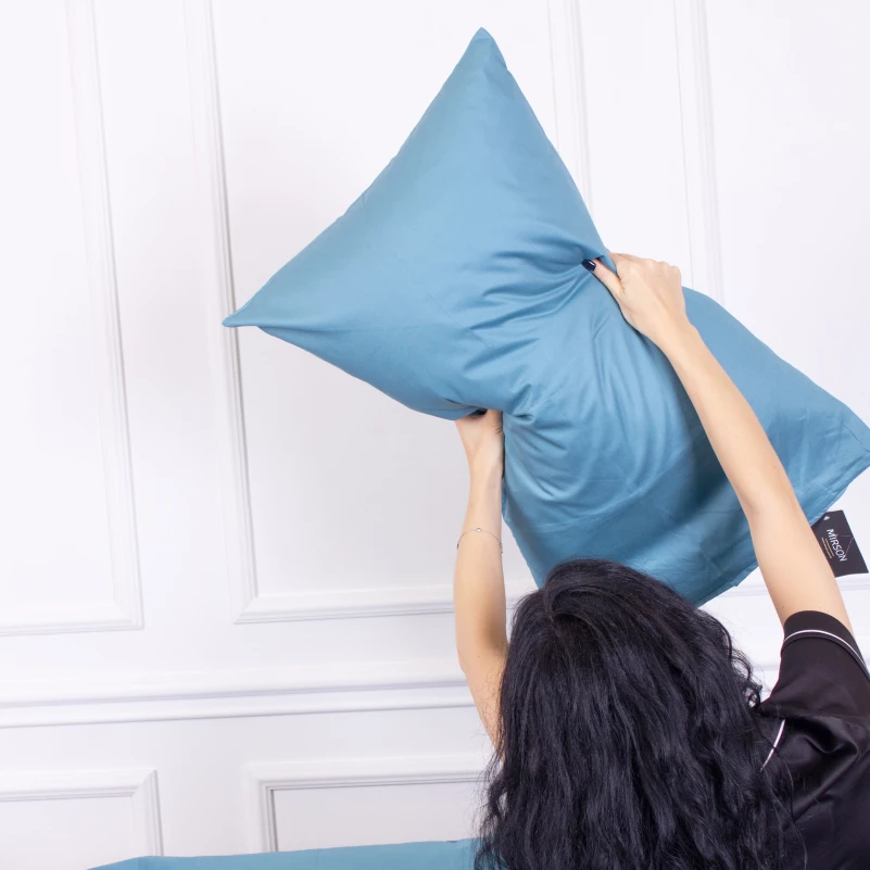 Простынь на резинке Сатин "0845 Blue Wave" высота 25 см (детские 10 см) - 12