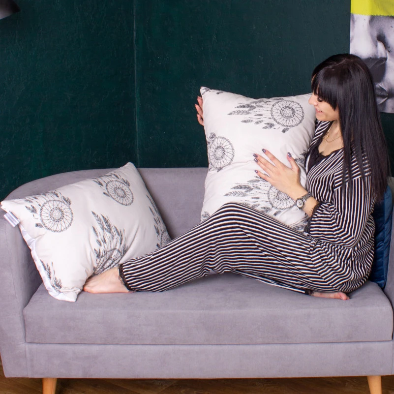 Набір антиалергенних подушок Сolor Fun Line Cat №3096 EcoSilk бязь (середні) - 7