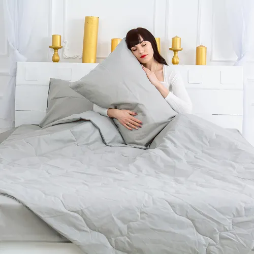 Ковдра бамбукова Light Gray №2376 BamBoо бязь (літня) - 5