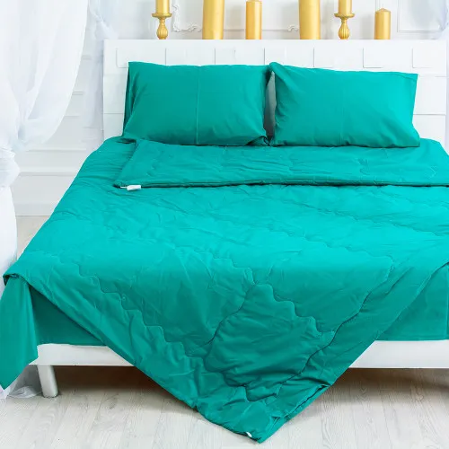 Літній постільний комплект №2510 EcoSilk 17-4735 Caterina (ковдра + 2 подушки + 2 наволочки + простирадла)