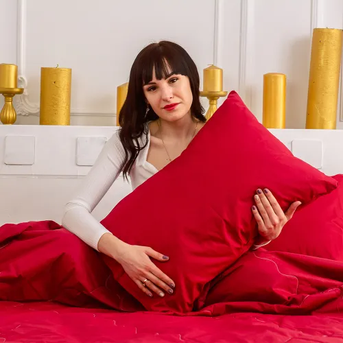 Літній постільний комплект №2401 EcoSilk 19-1655 Edmonda (ковдра + наволочки + простирадло) - 5