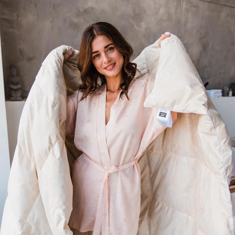 Одеяло пуховое кассетное Extra №042 90% серый пух Extra тик (зима+) - 18