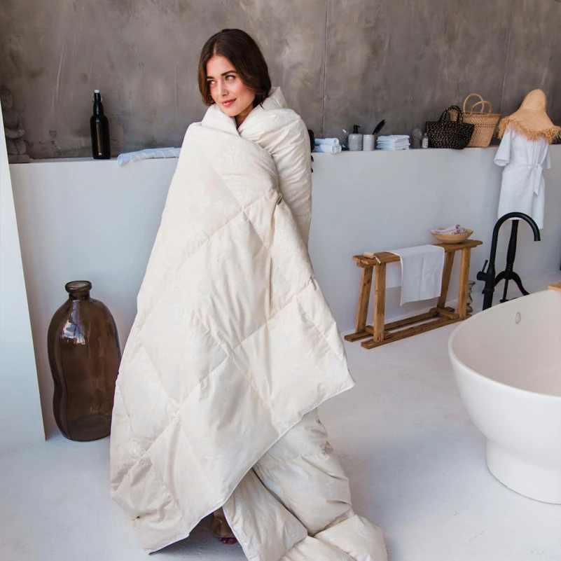 Одеяло пуховое кассетное Extra №042 90% серый пух Extra тик (зима+) - 21