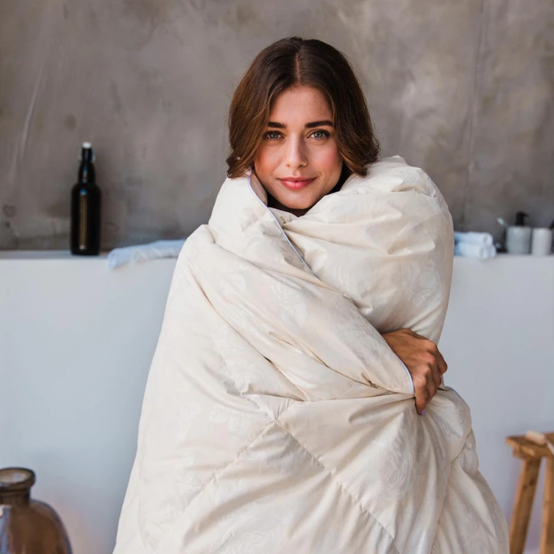 Одеяло пуховое кассетное Extra №042 90% серый пух Extra тик (зима+) - 25