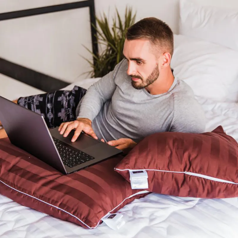 Антиаллергенная подушка Lorenzo №132 EcoSilk сатин-жаккард (средняя) - 7