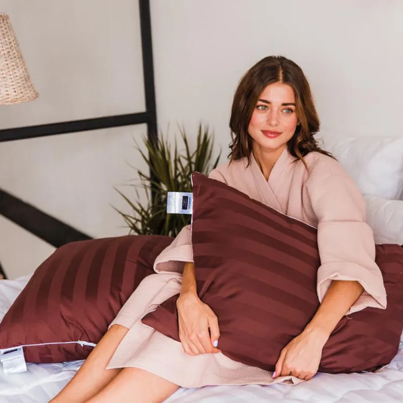 Антиаллергенная подушка Lorenzo №132 EcoSilk сатин-жаккард (средняя) - 8