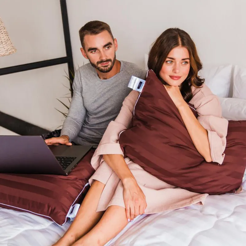 Антиаллергенная подушка Lorenzo №132 EcoSilk сатин-жаккард (средняя) - 9