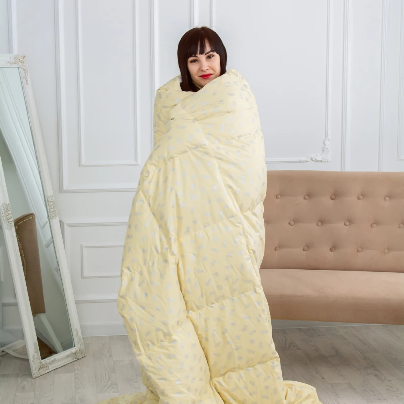 Одеяло пуховое KARMEN №1854 "Bio-Beige" 90% серый Bio пух тик (зима+) - 18