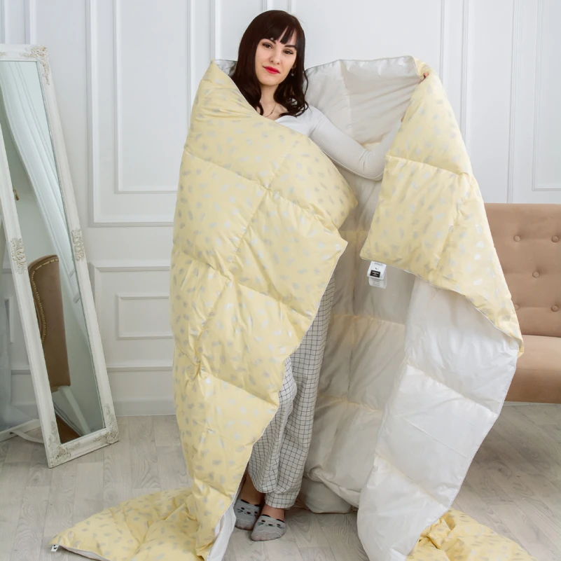 Одеяло пуховое KARMEN №1854 "Bio-Beige" 90% серый Bio пух тик (зима+) - 17