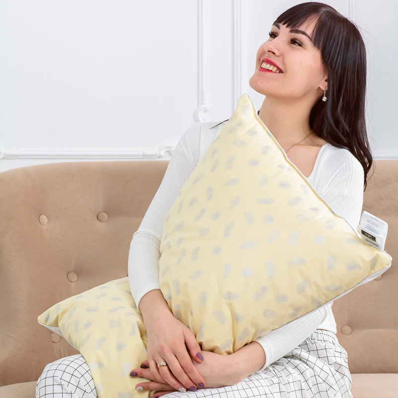 Подушка пуховая KARMEN №1800 "Bio-Beige" 90% Bio пух тик (мягкая) - 12