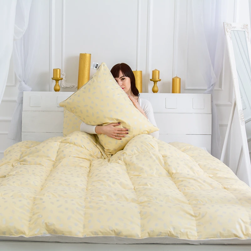 Подушка пуховая KARMEN №1800 "Bio-Beige" 90% Bio пух тик (мягкая) - 10