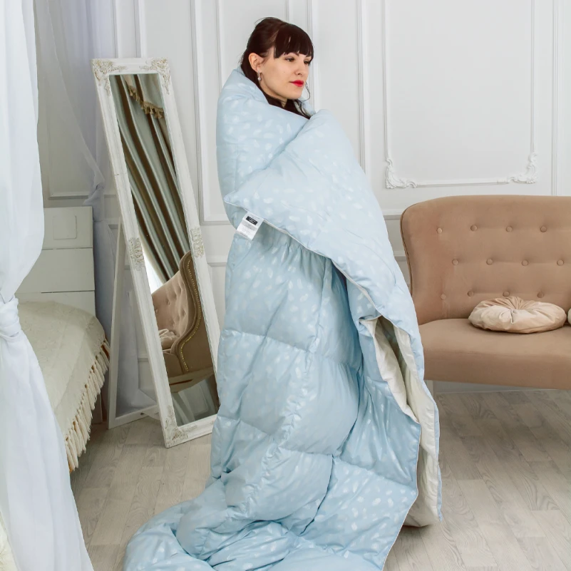 Одеяло пуховое KARMEN №1855 "Bio-Blue" 90% серый Bio пух тик (зима+) - 15