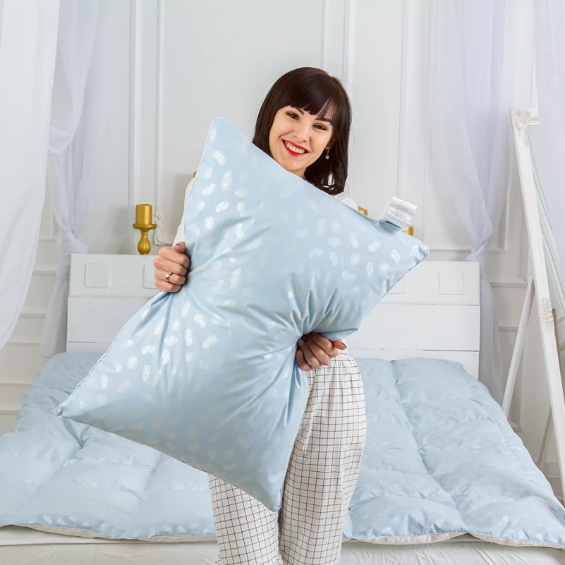 Подушка пухова KARMEN №1804 "Bio-Blue" 90% Bio пух тік (середня) - 11