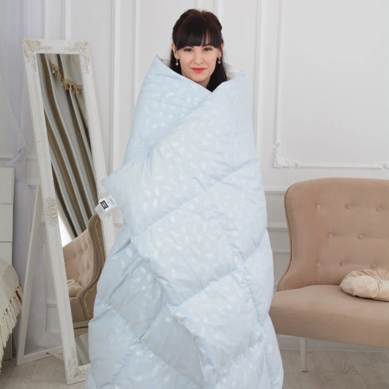 Одеяло пуховое KARMEN №1855 "Bio-Blue" 90% серый Bio пух тик (зима+) - 19