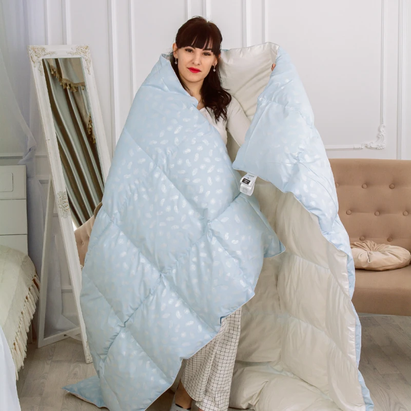 Одеяло пуховое KARMEN №1855 "Bio-Blue" 90% серый Bio пух тик (зима+) - 16