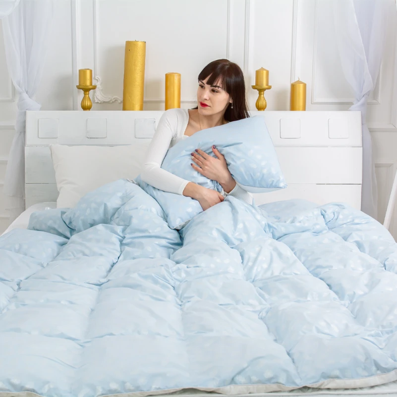 Одеяло пуховое KARMEN №1855 "Bio-Blue" 90% серый Bio пух тик (зима+) - 17