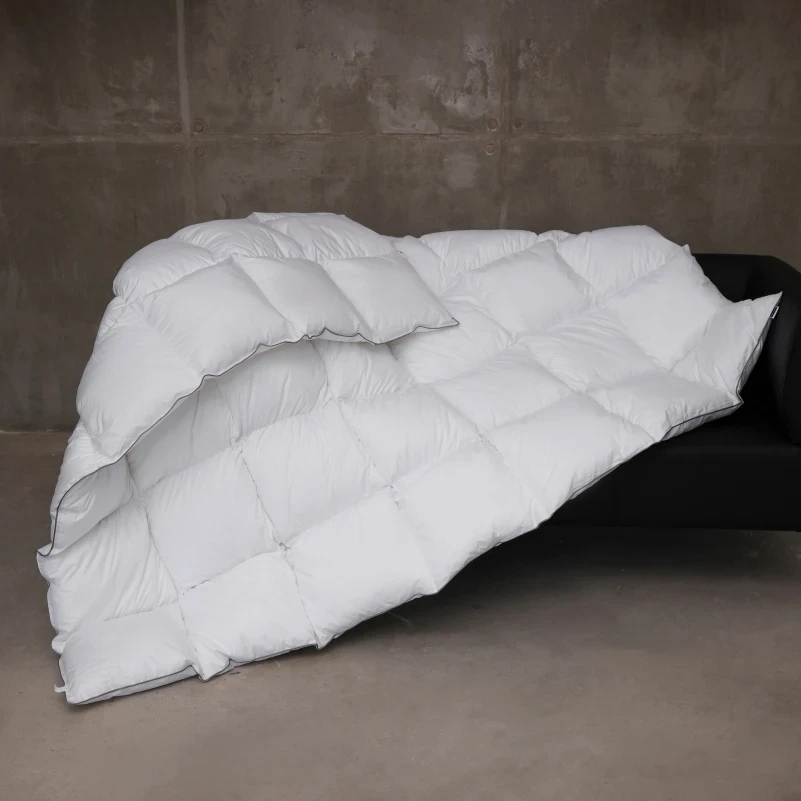 Одеяло пуховое кассетное Raffaello №053 90% серый пух Standart / 10% перо тик Premium (зимнее+) - 19