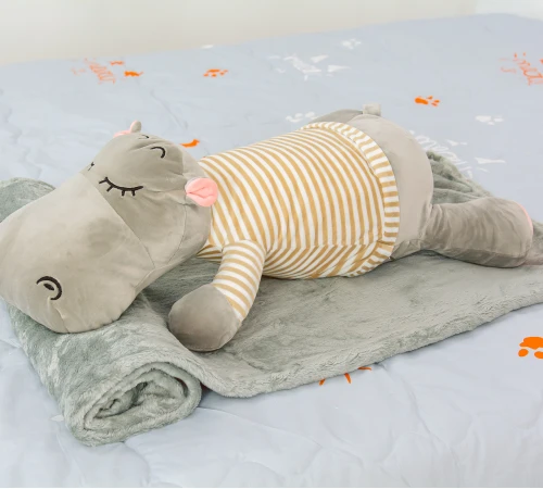 Плед + подушка дитячі №1054 Hippopotamus Gray