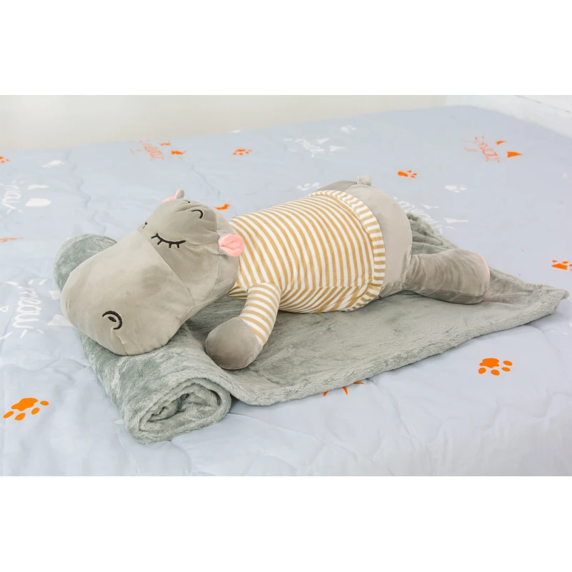 Плед+подушка детские №1054 Hippopotamus Gray