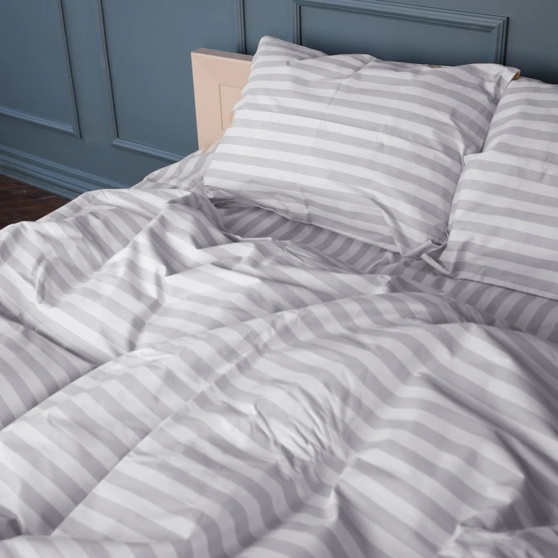 Постільна білизна Бязь 17-0600 Stripe White Gray - 1