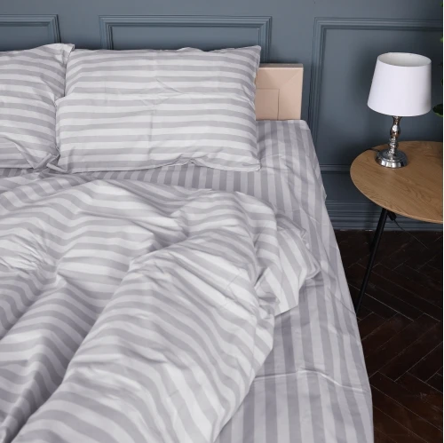 Постільна білизна Бязь 17-0600 Stripe White Gray