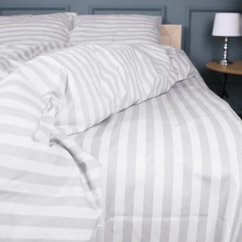 Постільна білизна Бязь 17-0600 Stripe White Gray - 4