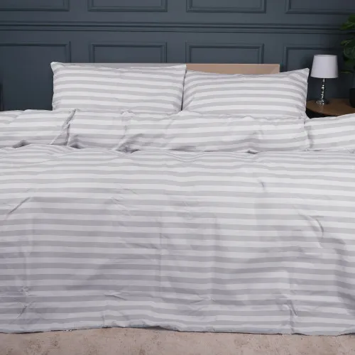 Простирадло MirSon Ranforce Elite 17-0600 Stripe White Gray - 2