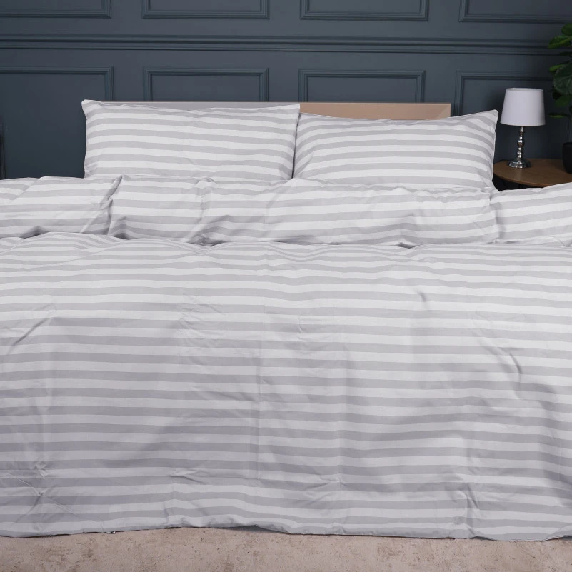Комплект постільної білизни MirSon Ranforce Elite 17-0600 Stripe White Gray