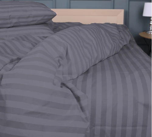 Простирадло  Ranforce Elite 17-0601 Stripe Gray на резинці висота 25 см (дитячі 10 см)