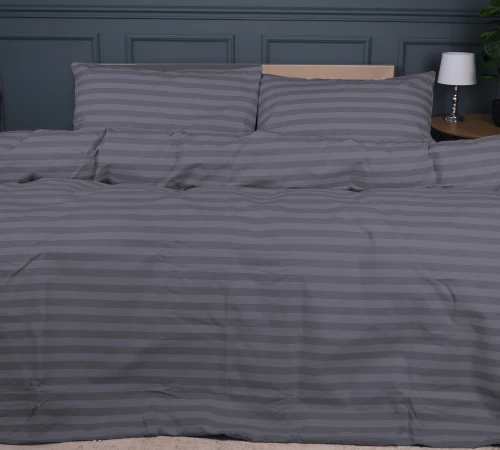 Простирадло  Ranforce Elite 17-0601 Stripe Gray на резинці висота 25 см (дитячі 10 см) - 2