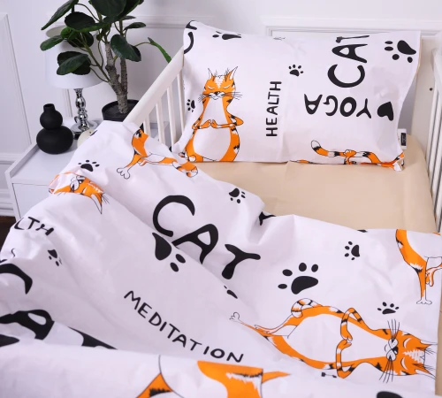 Пододеяльник детский Бязь Kids Time 17-0621 Yoga Cat Orange - 2