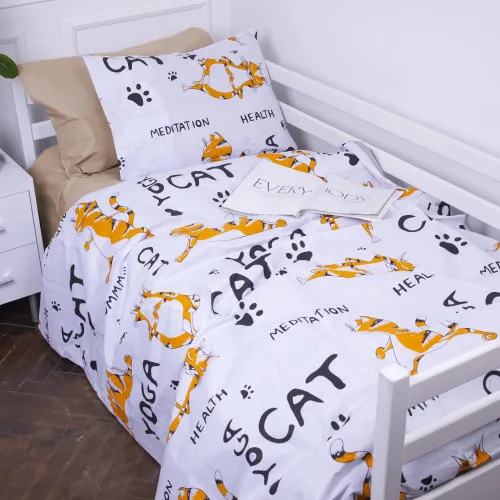 Подростковое постельное белье Бязь Kids Time 17-0621 Yoga Cat Orange