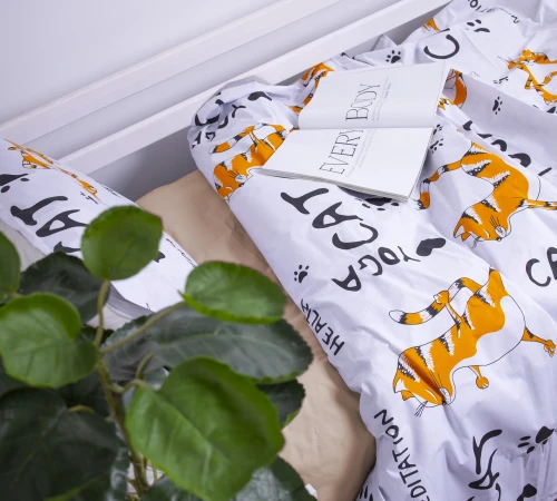 Пододеяльник Бязь Kids Time 17-0621 Yoga Cat Orange - 2