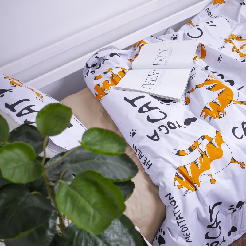 Підліткова постільна білизна Бязь Kids Time 17-0621 Yoga Cat Orange - 4
