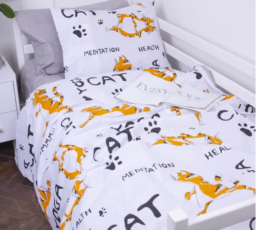 Підковдра Бязь 17-0627 Yoga Cat Grey - 2