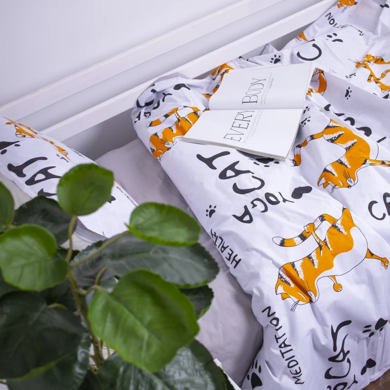 Підліткова постільна білизна Бязь Kids Time 17-0627 Yoga Cat Grey - 4