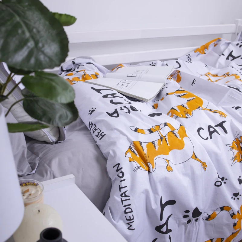 Підліткова постільна білизна Бязь Kids Time 17-0627 Yoga Cat Grey - 5