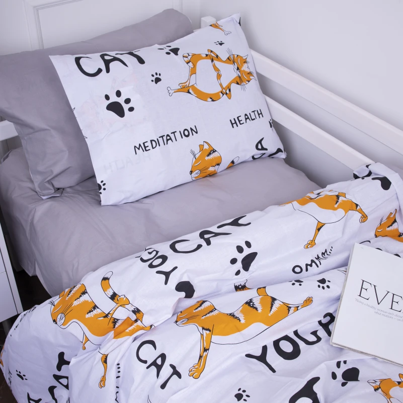 Підліткова постільна білизна Бязь Kids Time 17-0627 Yoga Cat Grey - 6