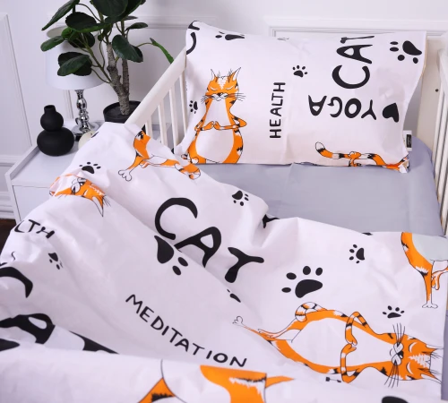 Пододеяльник детский Бязь Kids Time 17-0627 Yoga Cat Grey - 2