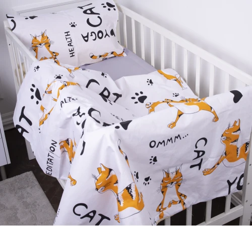 Пододеяльник детский Бязь Kids Time 17-0627 Yoga Cat Grey
