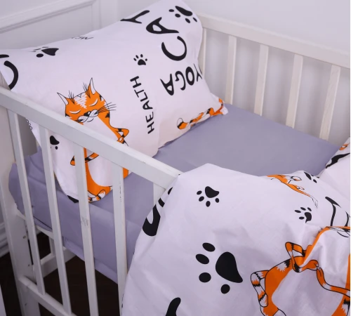 Простынь детская Бязь Kids Time 17-0627 Yoga Cat Grey - 2