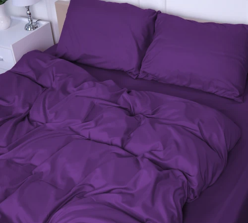  Комплект постільної білизни №19-3424 Sunset Purple Mikrosatin Premium Однотонний - 2