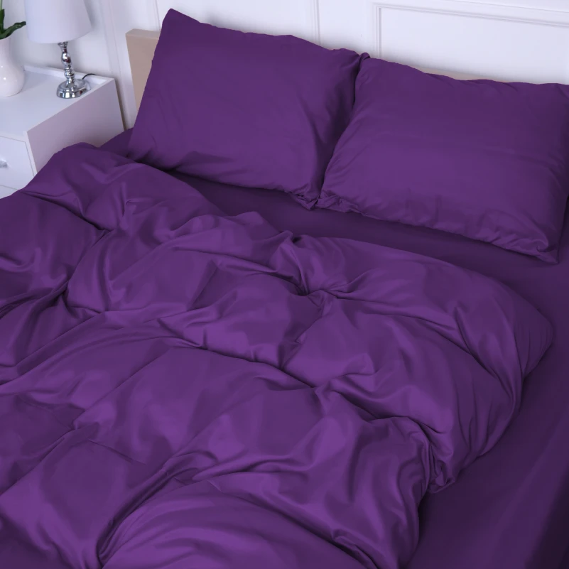  Комплект постільної білизни №19-3424 Sunset Purple Mikrosatin Premium Однотонний - 1
