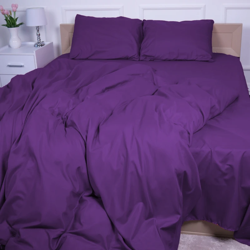  Комплект постільної білизни №19-3424 Sunset Purple Mikrosatin Premium Однотонний - 3