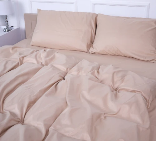 Комплект постільної білизни №15-1214 Warm Sand Mikrosatin Premium Однотонний