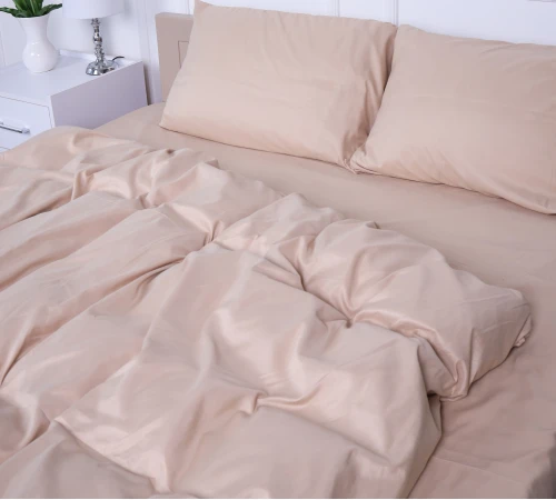 Комплект постільної білизни №15-1214 Warm Sand Mikrosatin Premium Однотонний - 2