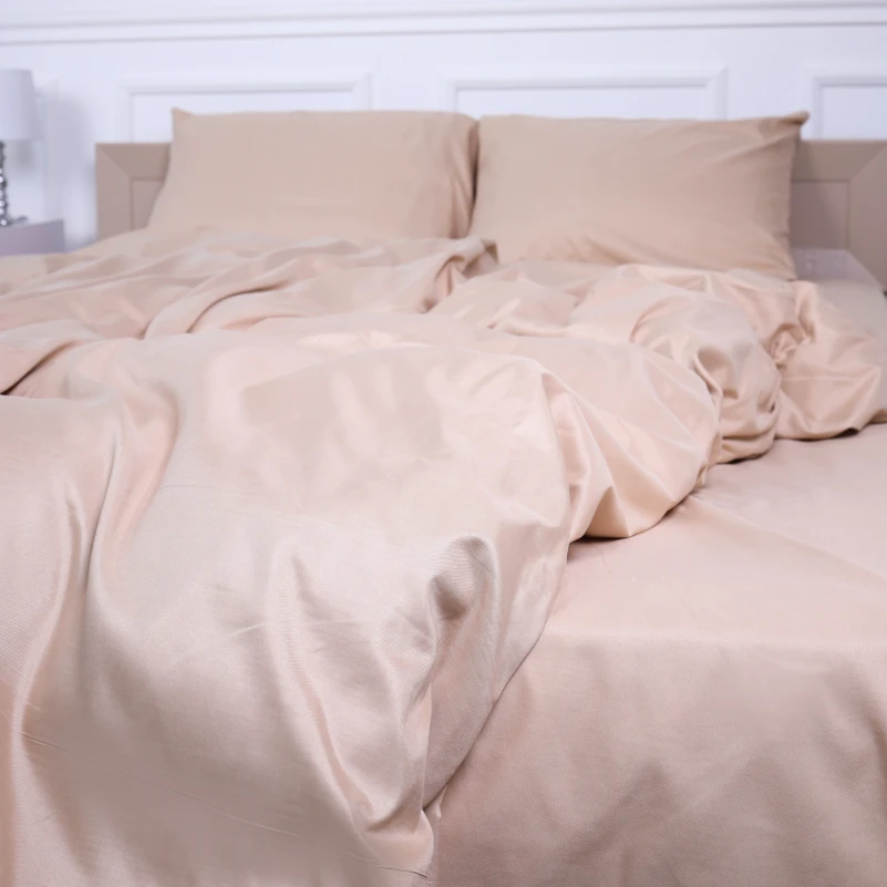 Комплект постільної білизни №15-1214 Warm Sand Mikrosatin Premium Однотонний - 2