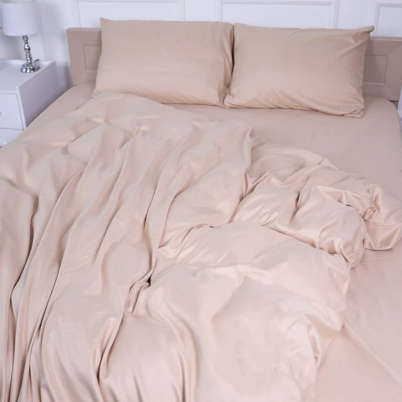 Комплект постільної білизни №15-1214 Warm Sand Mikrosatin Premium Однотонний - 3