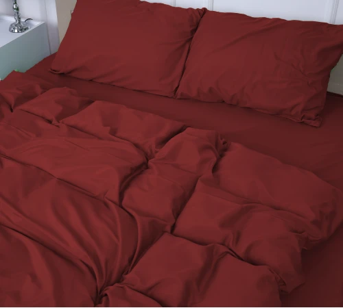  Комплект постільної білизни №19-1655 Garnet Mikrosatin Premium Однотонний - 2